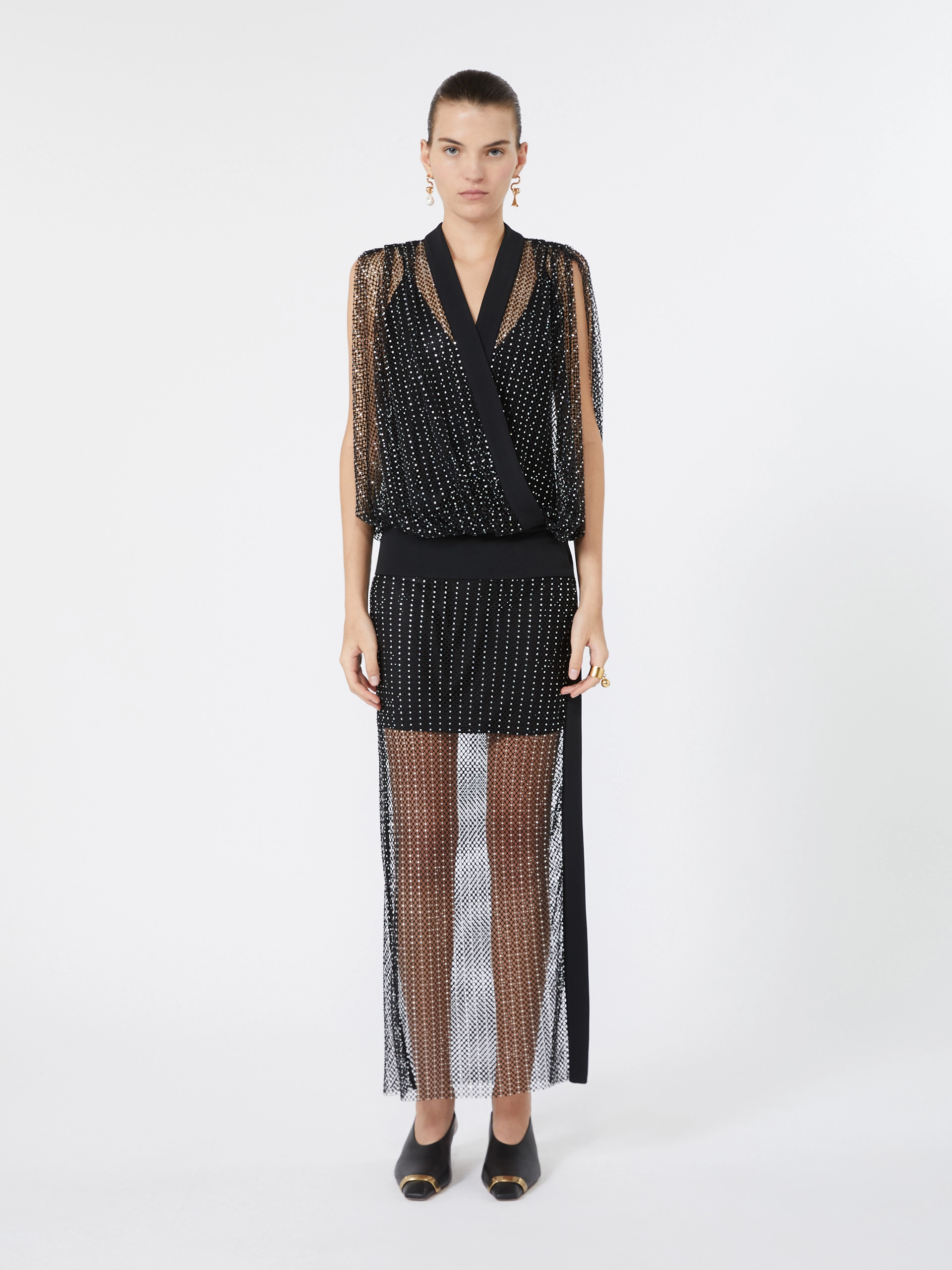 Abito lungo in jersey e strass - NERO - Sportmax - 2