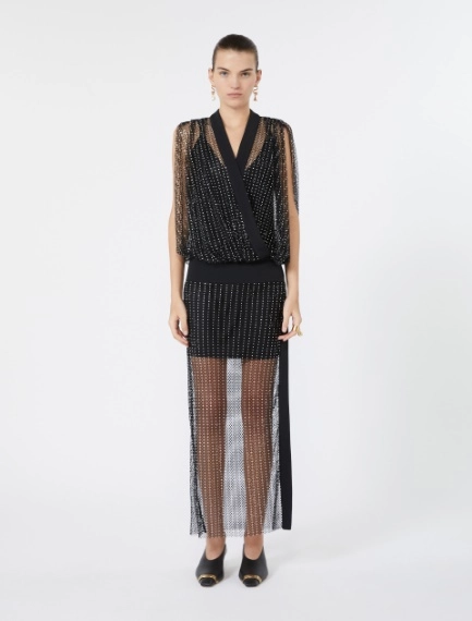 Abito lungo in jersey e strass - NERO - Sportmax - 2