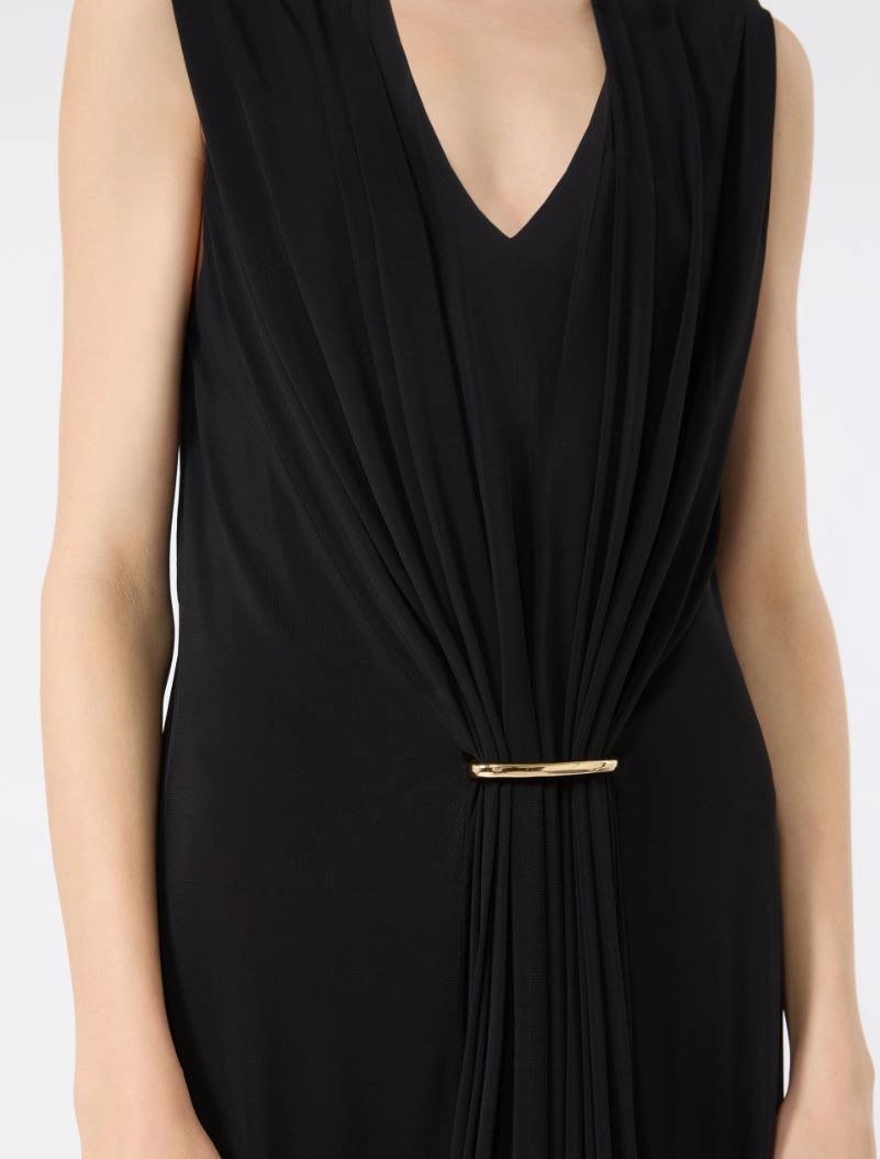 Sleeveless draped viscose jersey dress - BLACK - Sportmax - 4