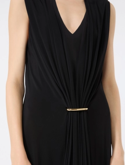 Sleeveless draped viscose jersey dress - BLACK - Sportmax - 4