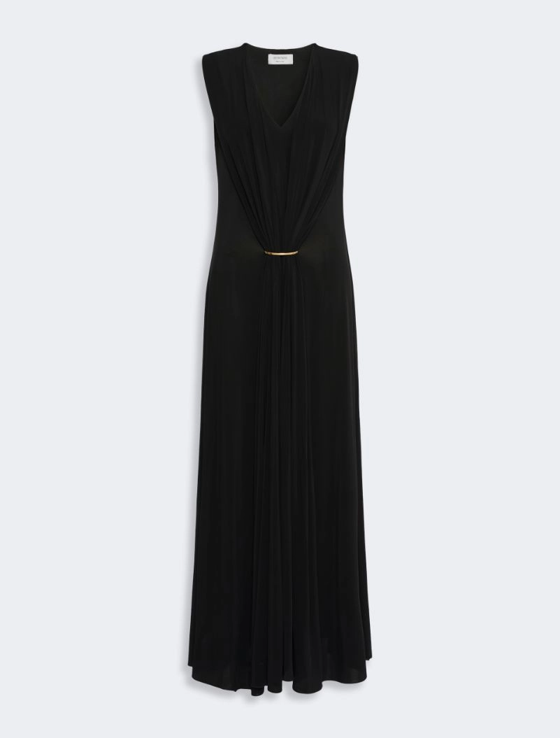 Sleeveless draped viscose jersey dress - BLACK - Sportmax - 6