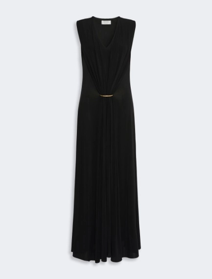 Sleeveless draped viscose jersey dress - BLACK - Sportmax