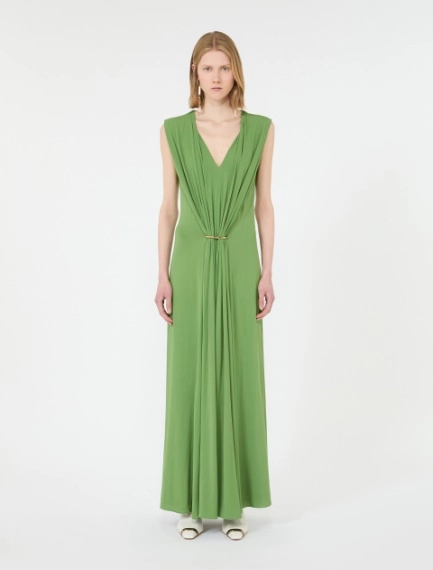 Sleeveless draped viscose jersey dress - LIME GREEN - Sportmax - 2