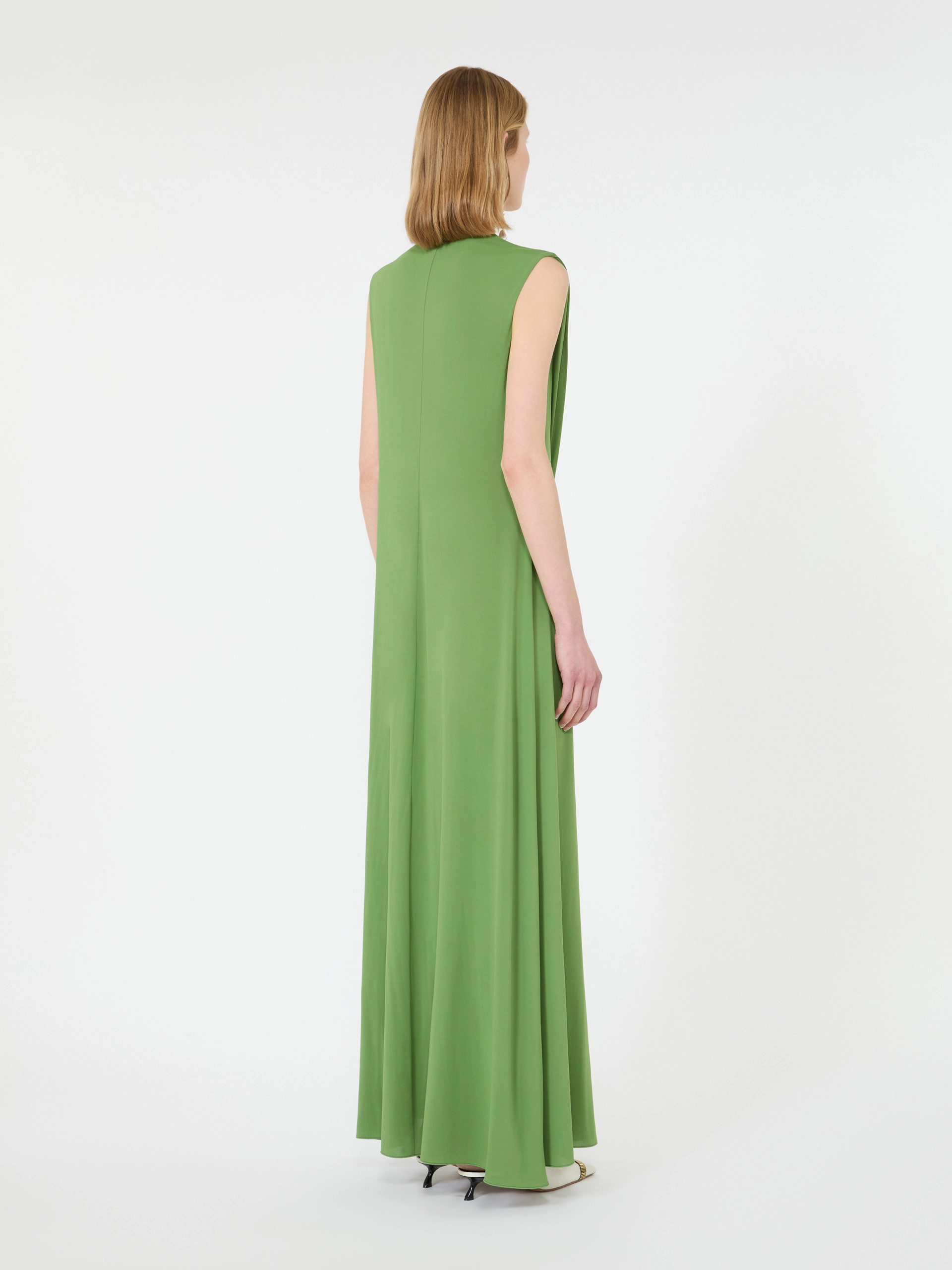 Sleeveless draped viscose jersey dress - LIME GREEN - Sportmax - 3