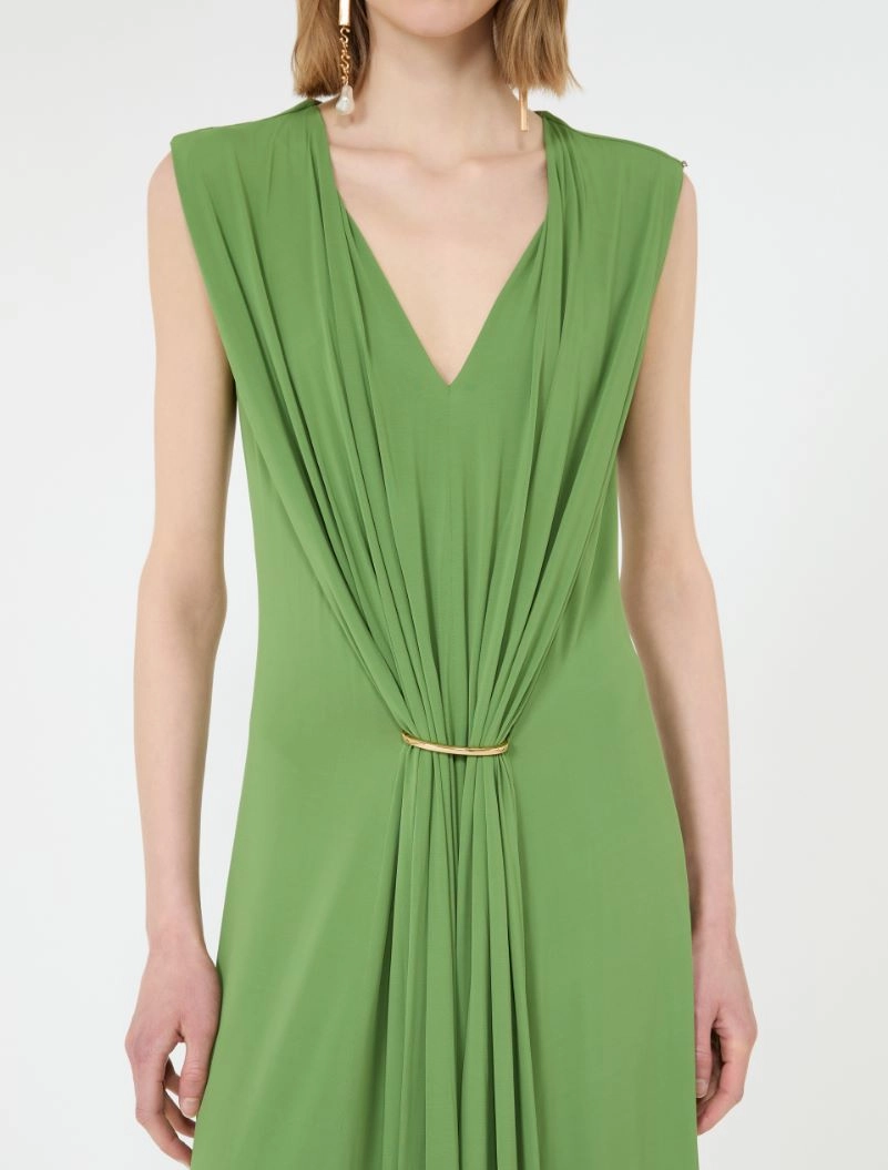 Sleeveless draped viscose jersey dress - LIME GREEN - Sportmax - 4