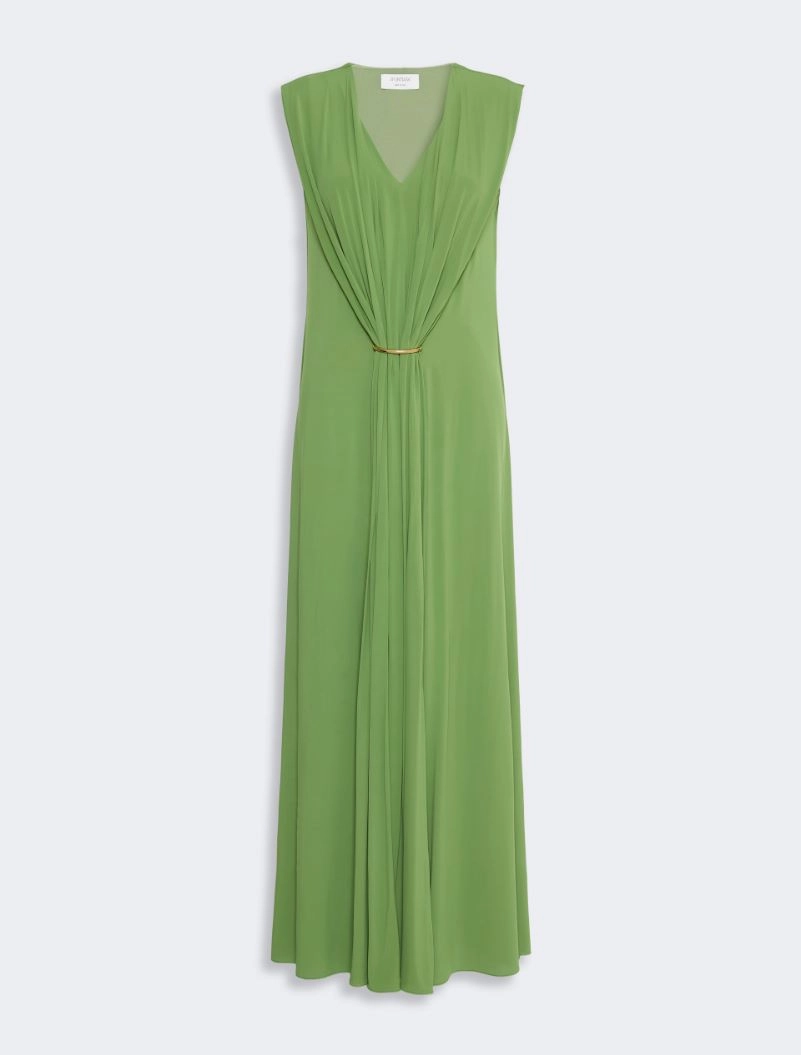 Sleeveless draped viscose jersey dress - LIME GREEN - Sportmax - 5