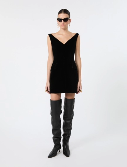 Short sleeveless velvet dress - BLACK - Sportmax - 1