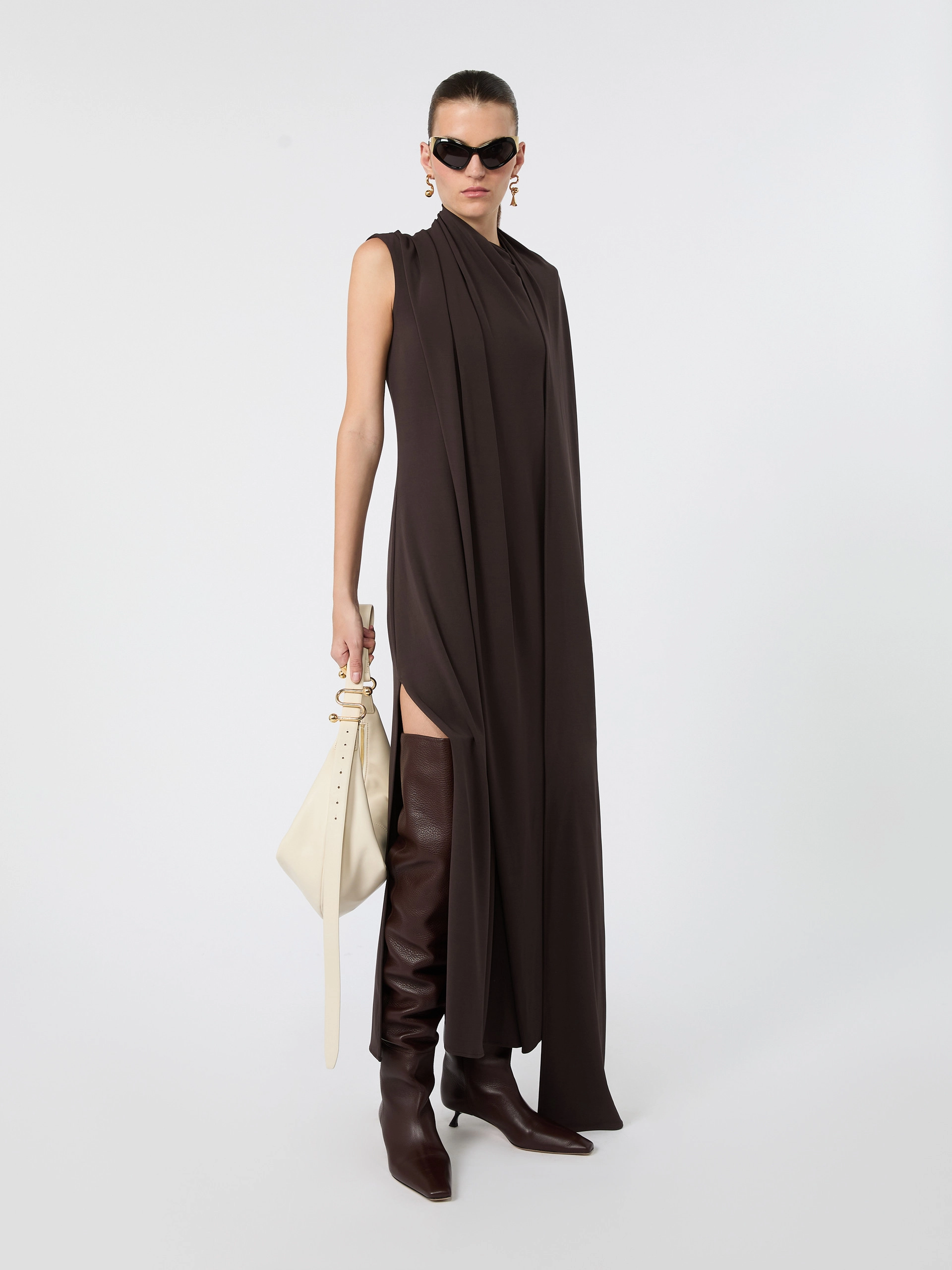 Long jersey dress - CHOCOLATE - Sportmax