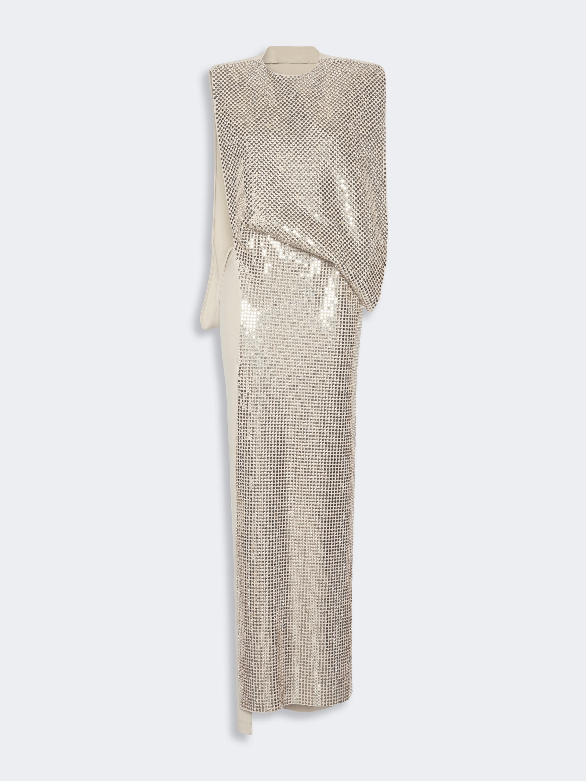 Rhinestone-adorned long cady and organzine dress - OLIVE GREEN - Sportmax - 6