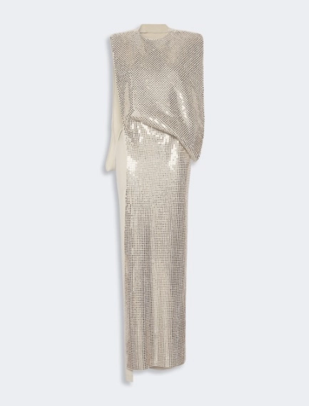 Rhinestone-adorned long cady and organzine dress - Sportmax