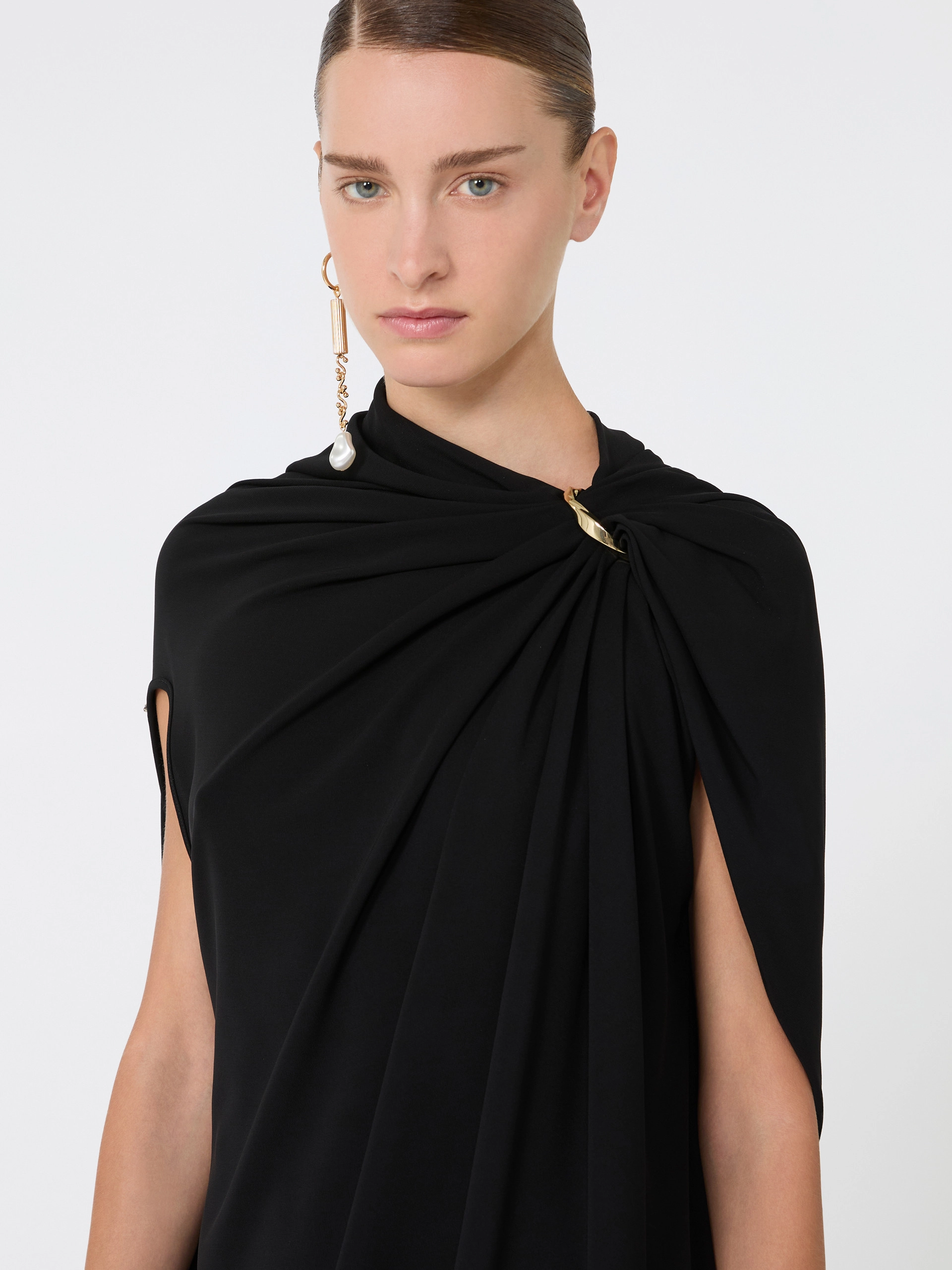 Draped viscose mini dress - BLACK - Sportmax - 4