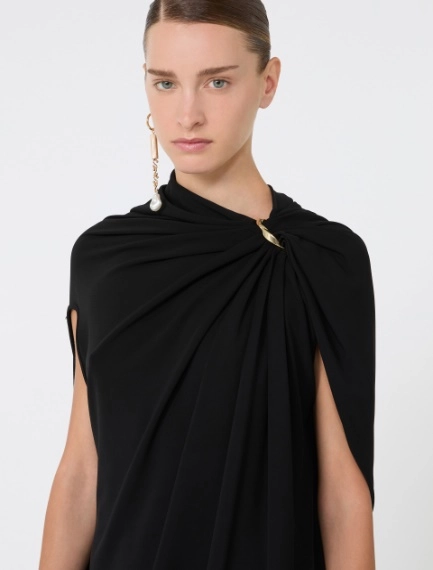 Draped viscose mini dress - BLACK - Sportmax - 4