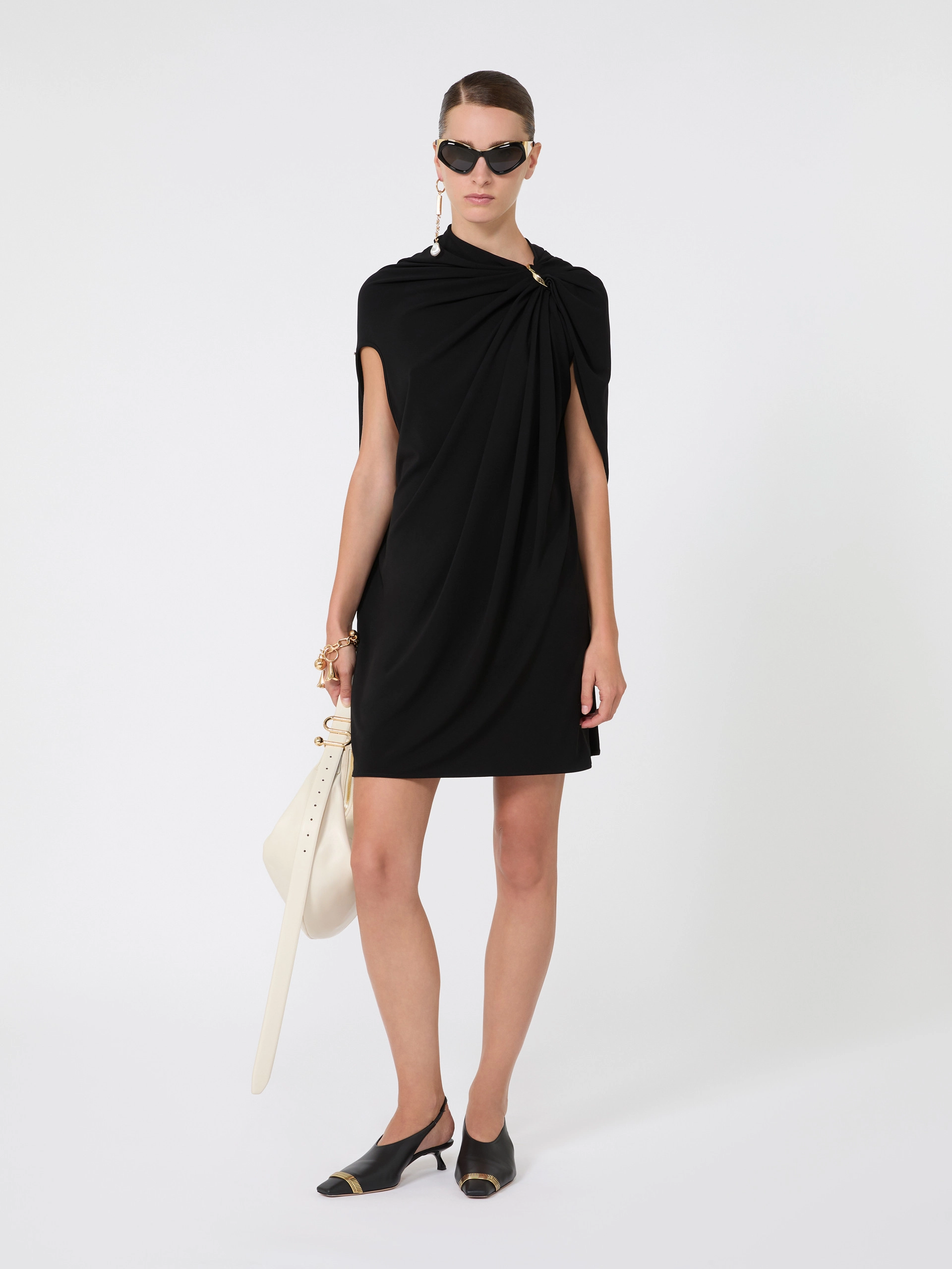 Draped viscose mini dress - BLACK - Sportmax