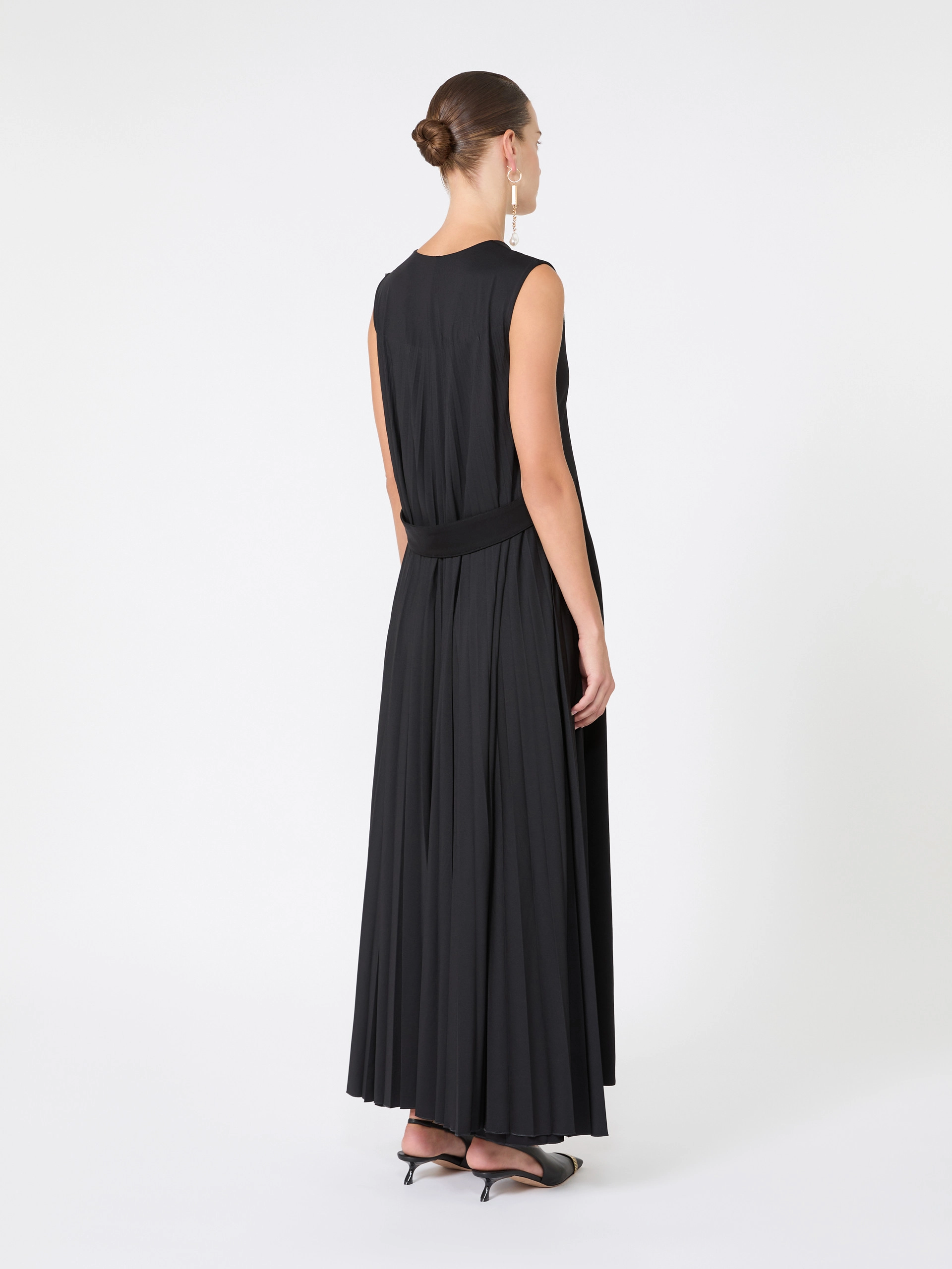 Long plissé-pleated viscose dress - BLACK - Sportmax - 3