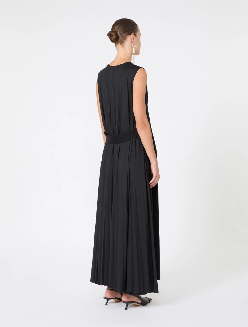 Long plissé-pleated viscose dress - BLACK - Sportmax - 3