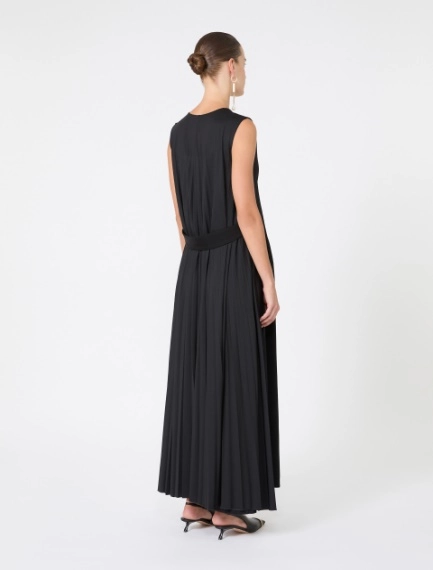 Long plissé-pleated viscose dress - BLACK - Sportmax - 3
