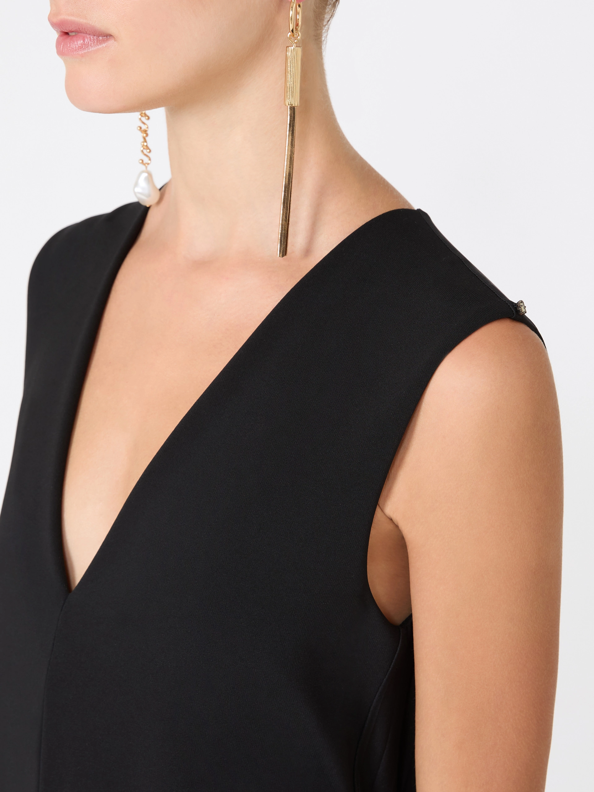 Long plissé-pleated viscose dress - BLACK - Sportmax - 5