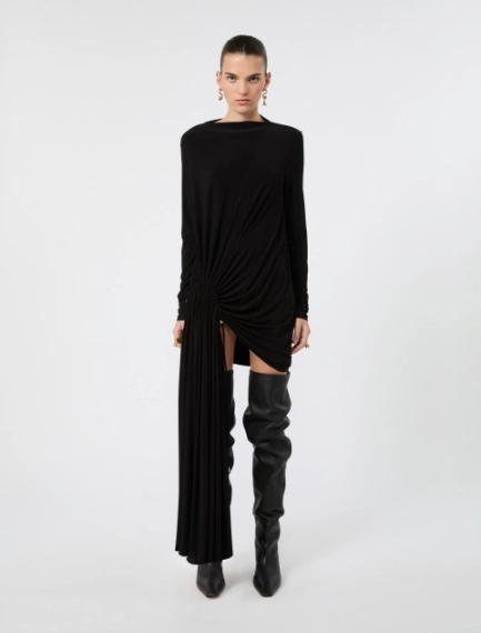 Short draped jersey dress - BLACK - Sportmax - 2