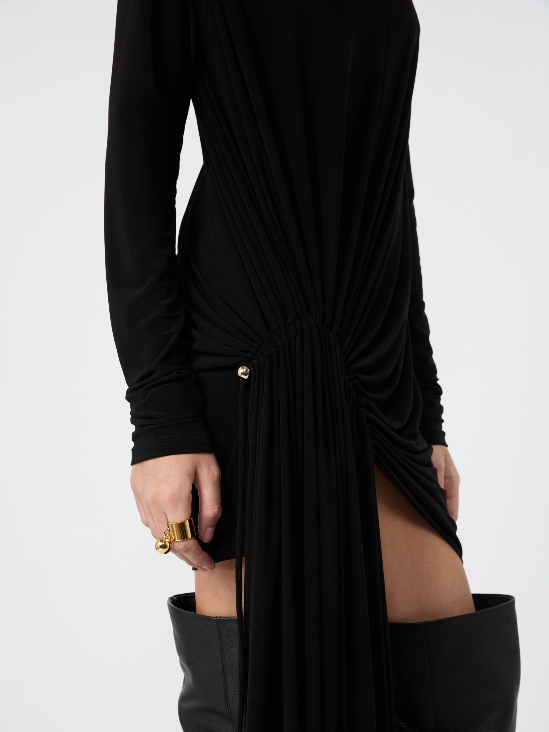 Short draped jersey dress - BLACK - Sportmax - 4
