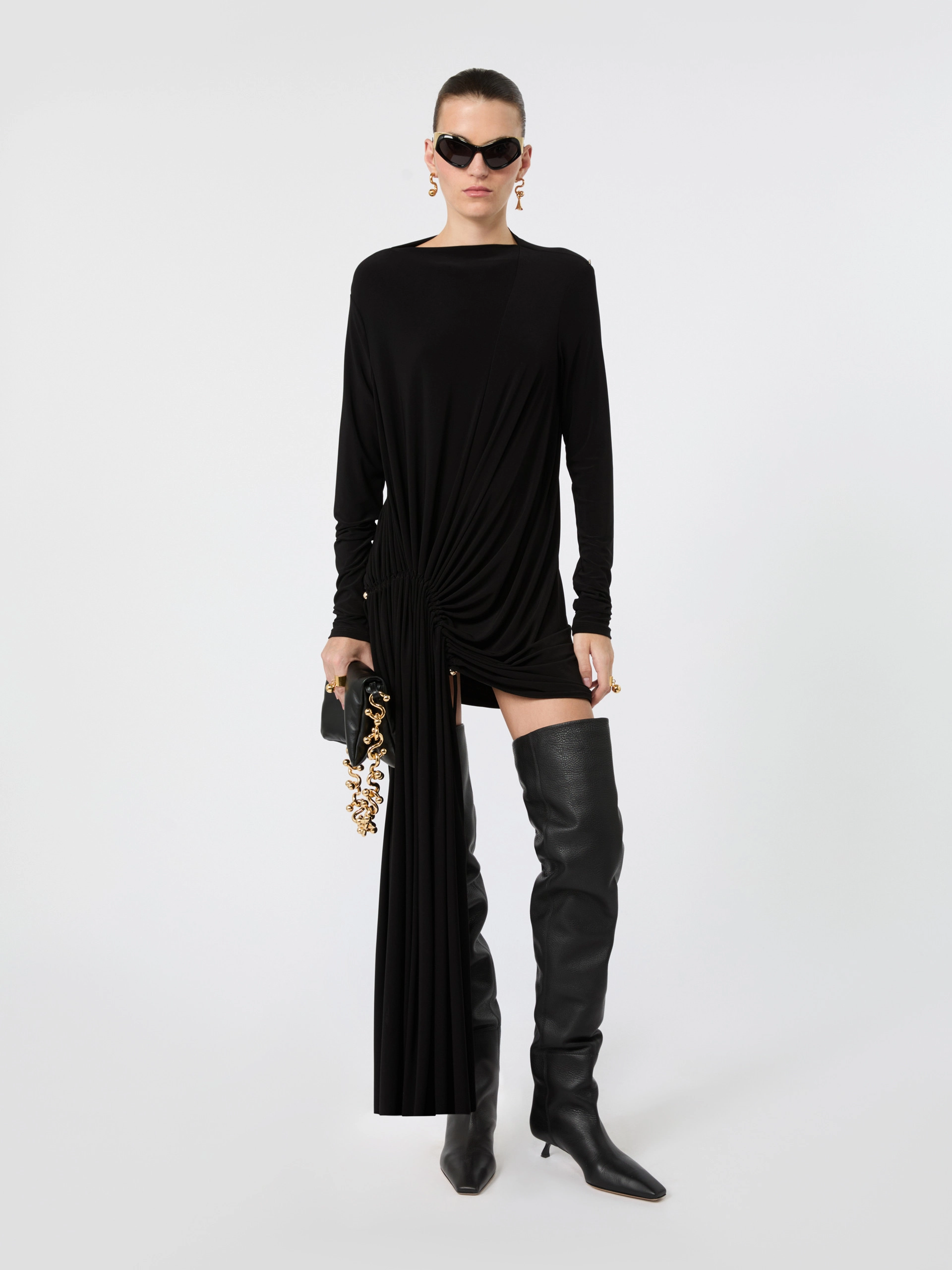 Short draped jersey dress - BLACK - Sportmax