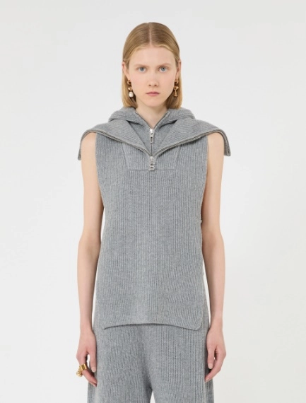 Wool and cashmere hooded gilet insert - MEDIUM GREY - Sportmax - 2