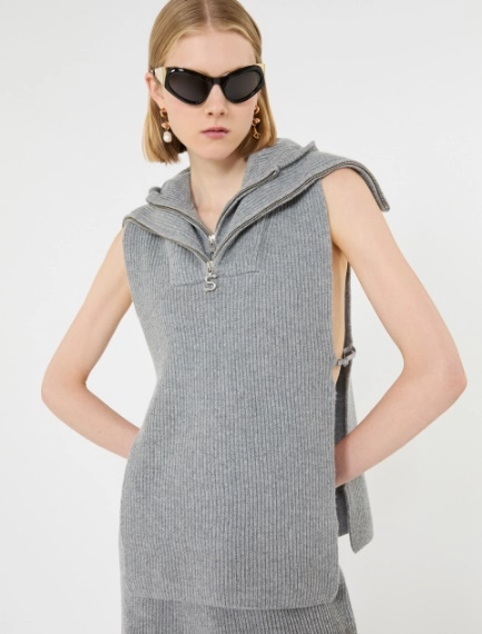 Wool and cashmere hooded gilet insert - MEDIUM GREY - Sportmax - 4