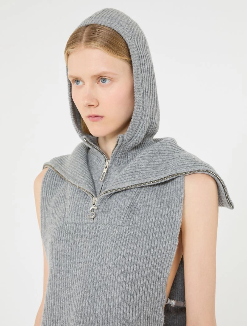 Wool and cashmere hooded gilet insert - MEDIUM GREY - Sportmax - 5