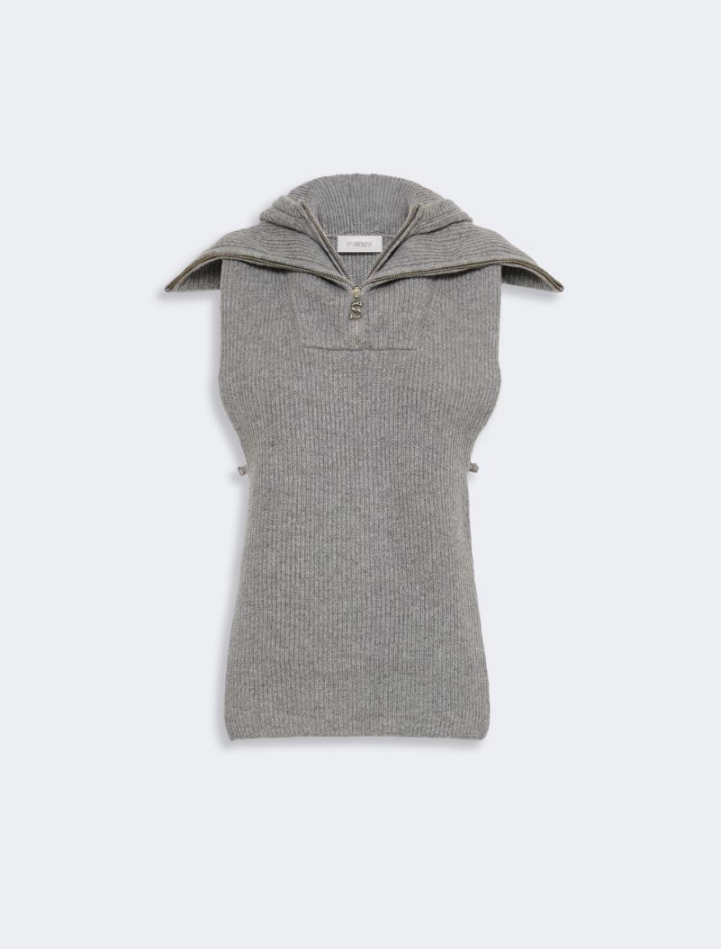 Wool and cashmere hooded gilet insert - MEDIUM GREY - Sportmax - 6