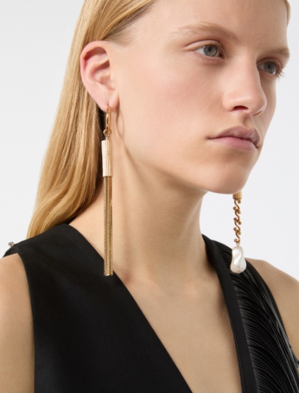 Asymmetrical metal earrings - GOLD - Sportmax