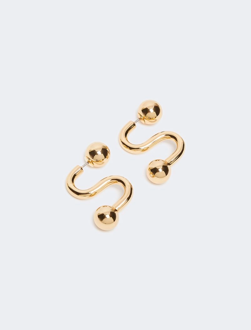 Asymmetric S-shaped earrings - GOLD - Sportmax - 3