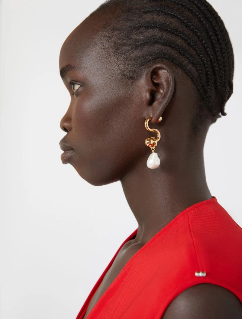 Asymmetric S-shaped earrings - GOLD - Sportmax - 4