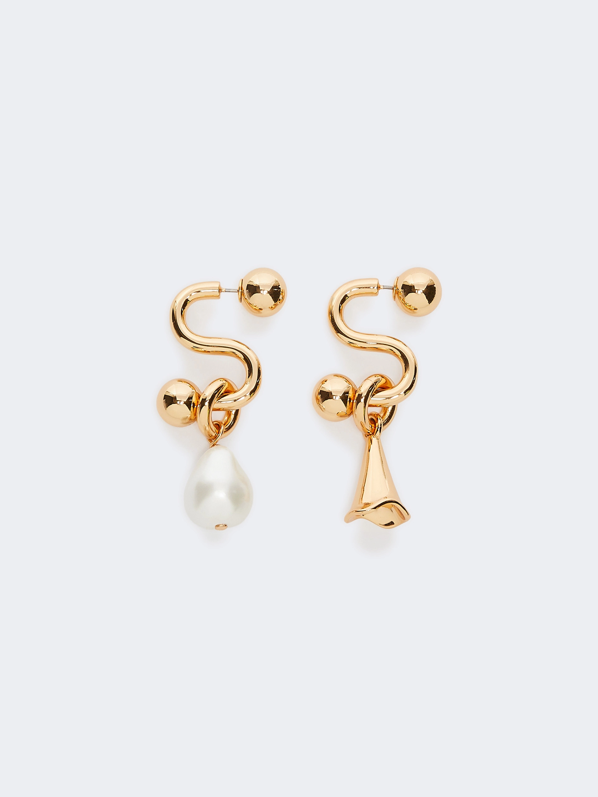 Asymmetric S-shaped earrings - GOLD - Sportmax