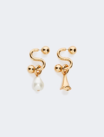 Asymmetric S-shaped earrings - GOLD - Sportmax - 1
