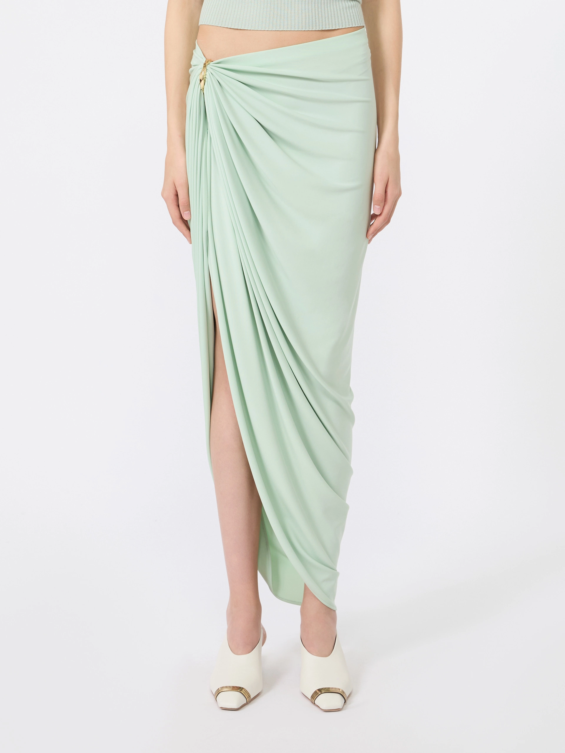 Draped viscose skirt - PASTEL GREEN - Sportmax - 2