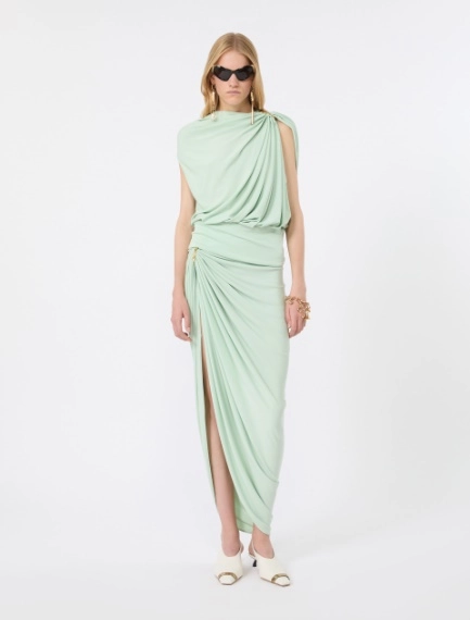 Draped viscose skirt - PASTEL GREEN - Sportmax