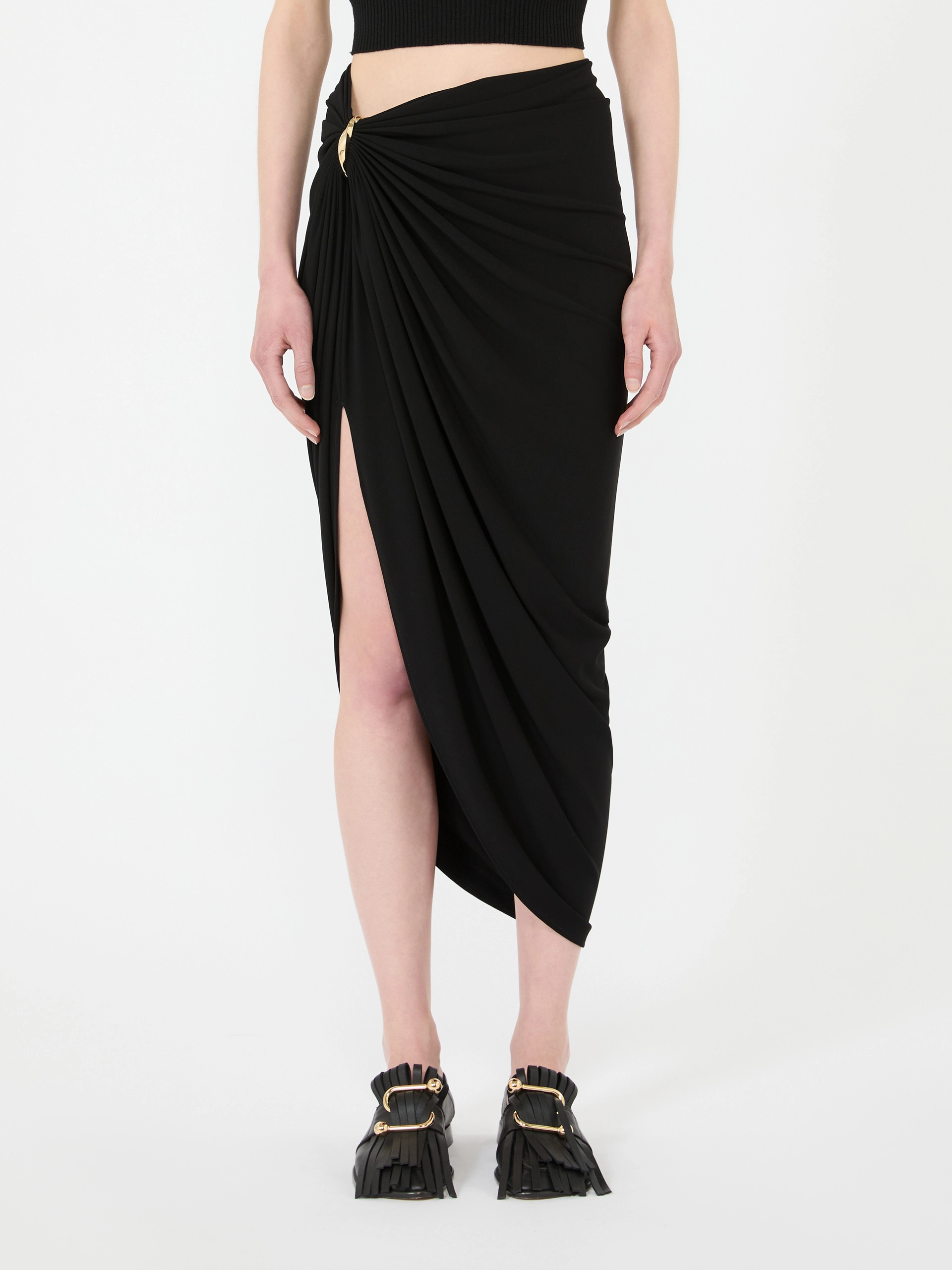 Draped viscose skirt - BLACK - Sportmax - 2