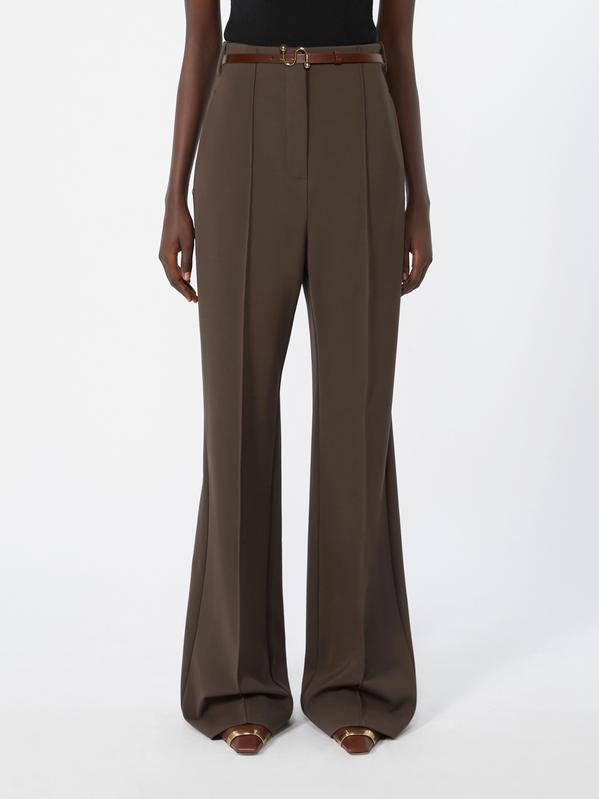 Straight-fit viscose jersey trousers - CHOCOLATE - Sportmax - 2