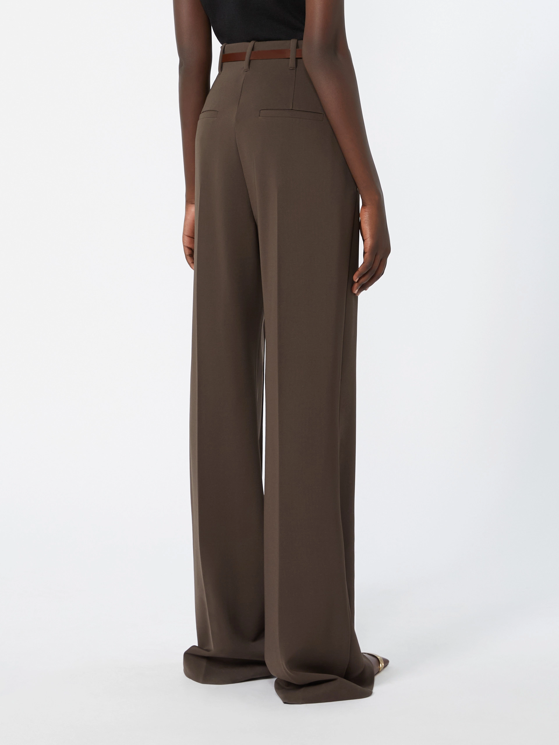 Straight-fit viscose jersey trousers - CHOCOLATE - Sportmax - 3