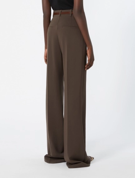 Straight-fit viscose jersey trousers - CHOCOLATE - Sportmax - 3