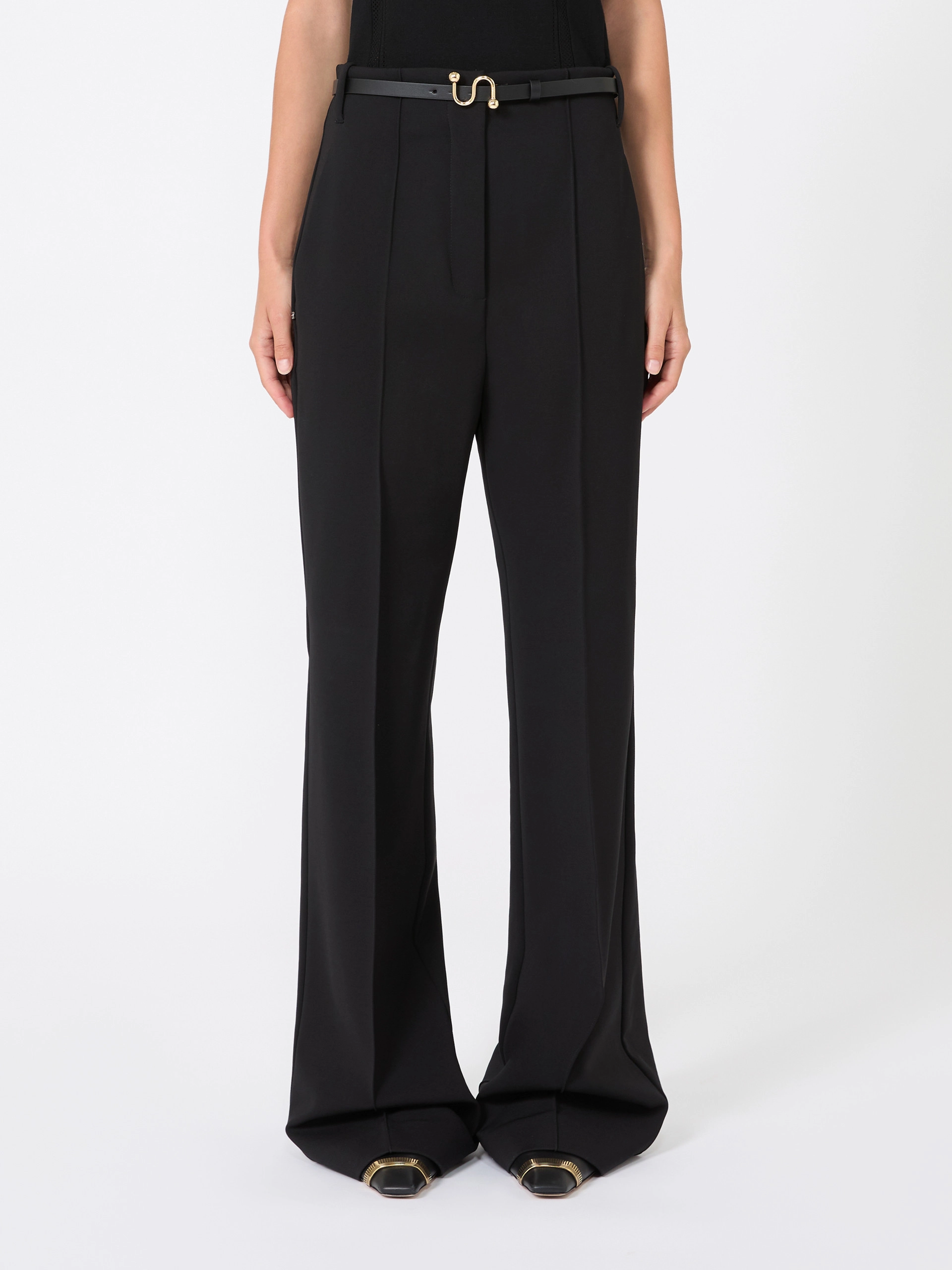 Straight-fit viscose jersey trousers - BLACK - Sportmax - 2