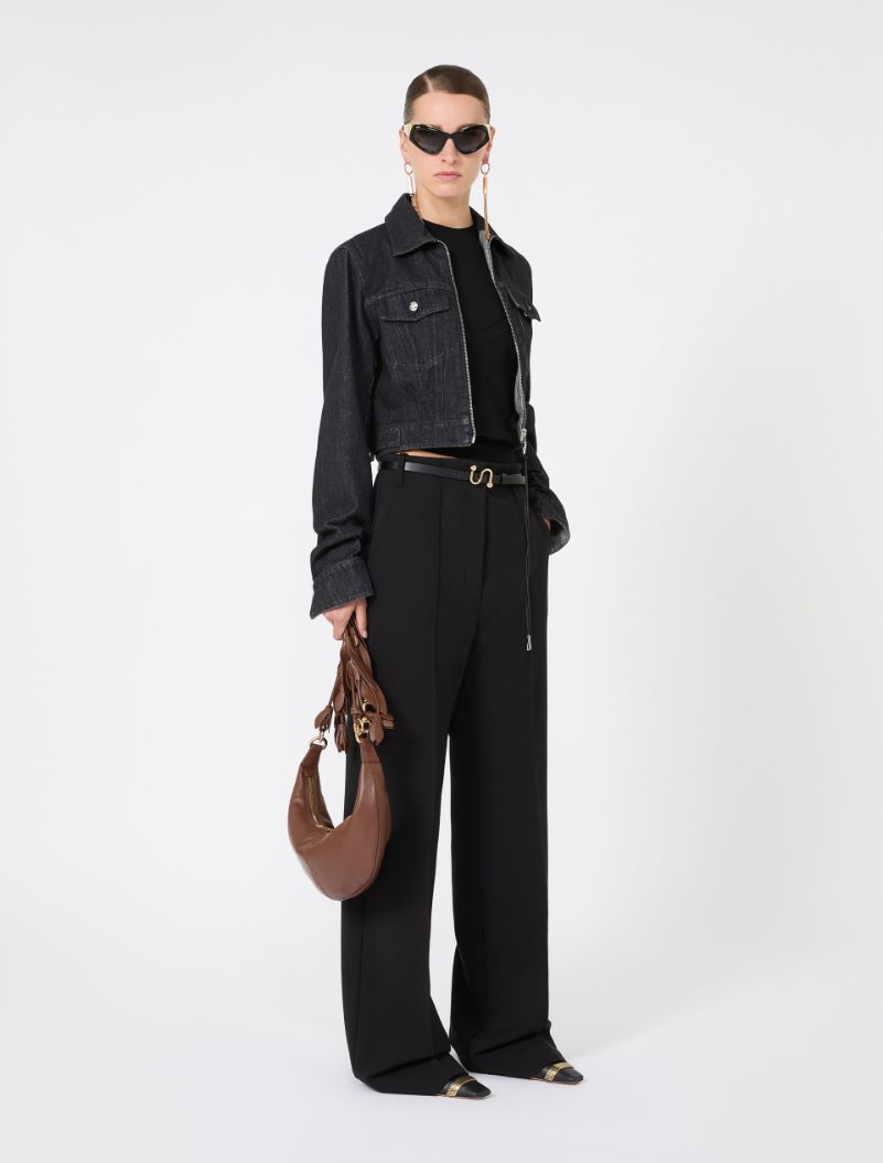 Straight-fit viscose jersey trousers, black | Sportmax