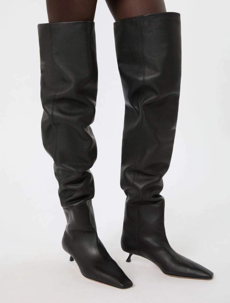 Stivale cuissard in pelle effetto cervo - NERO - Sportmax - 6