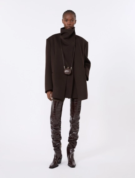 Crocodile-print calfskin thigh-high cowboy boots - Sportmax