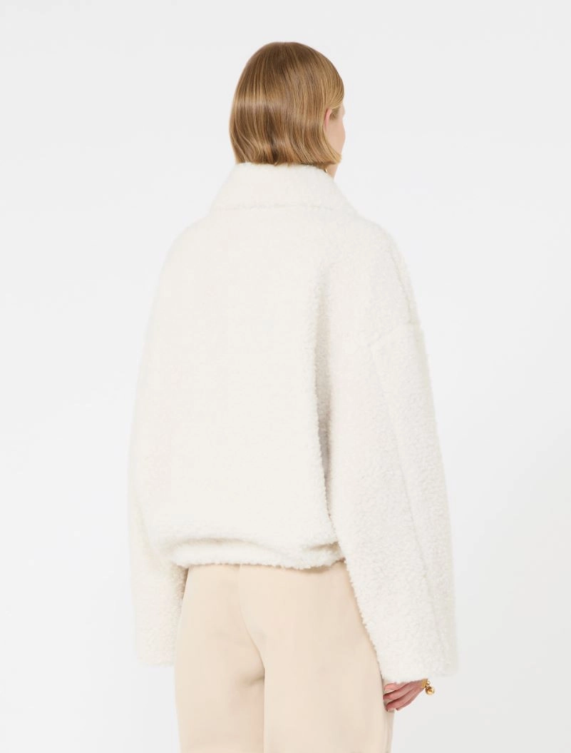Short furry jersey jacket - ECRU - Sportmax - 3