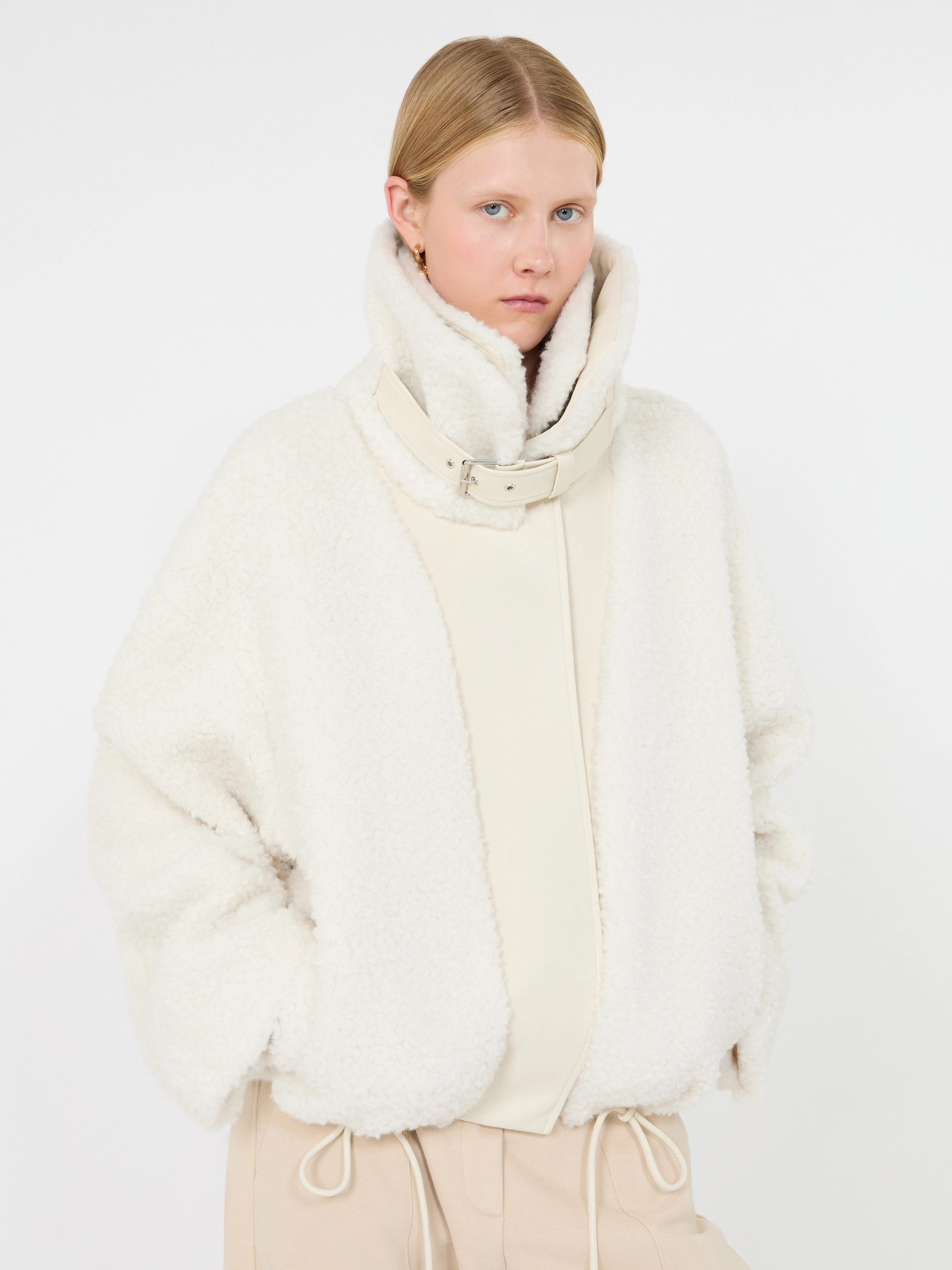 Short furry jersey jacket - ECRU - Sportmax - 4