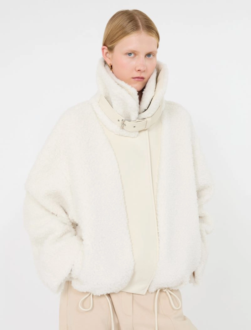 Short furry jersey jacket - ECRU - Sportmax - 4