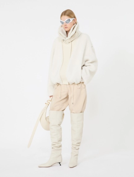 Short furry jersey jacket - ECRU - Sportmax - 1