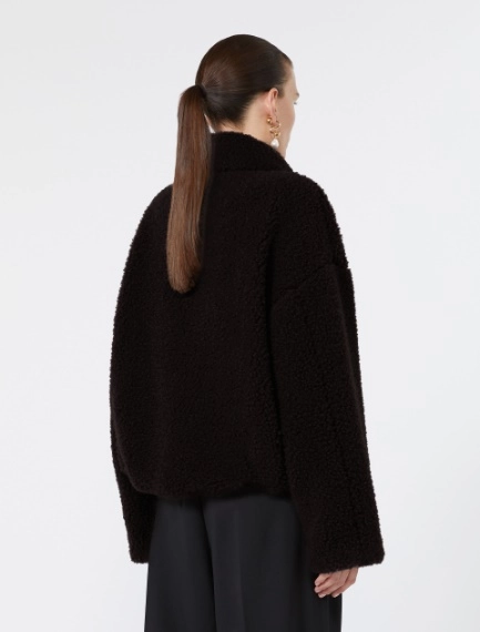 Short furry jersey jacket - CHOCOLATE - Sportmax - 3