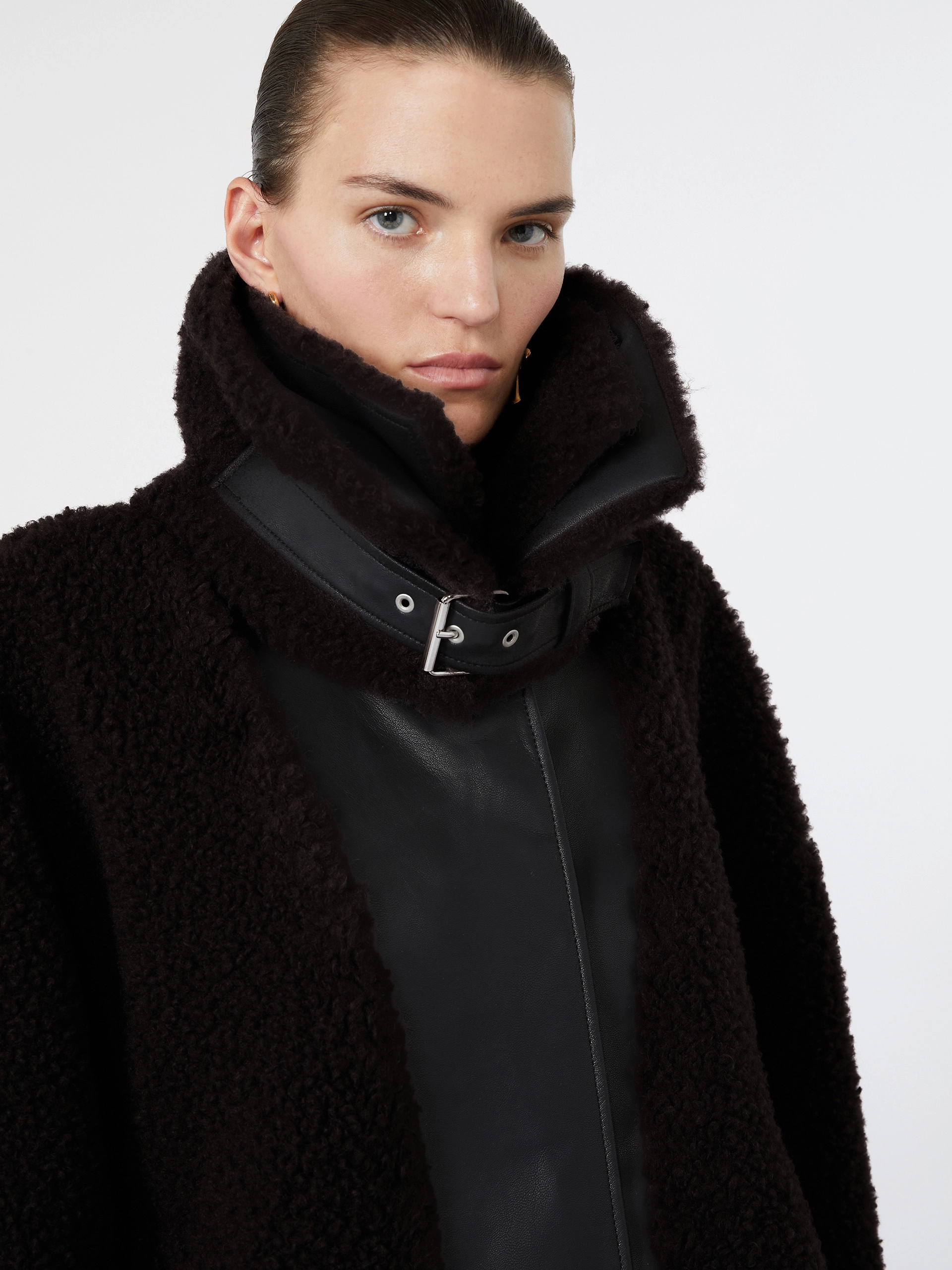 Short furry jersey jacket - CHOCOLATE - Sportmax - 5
