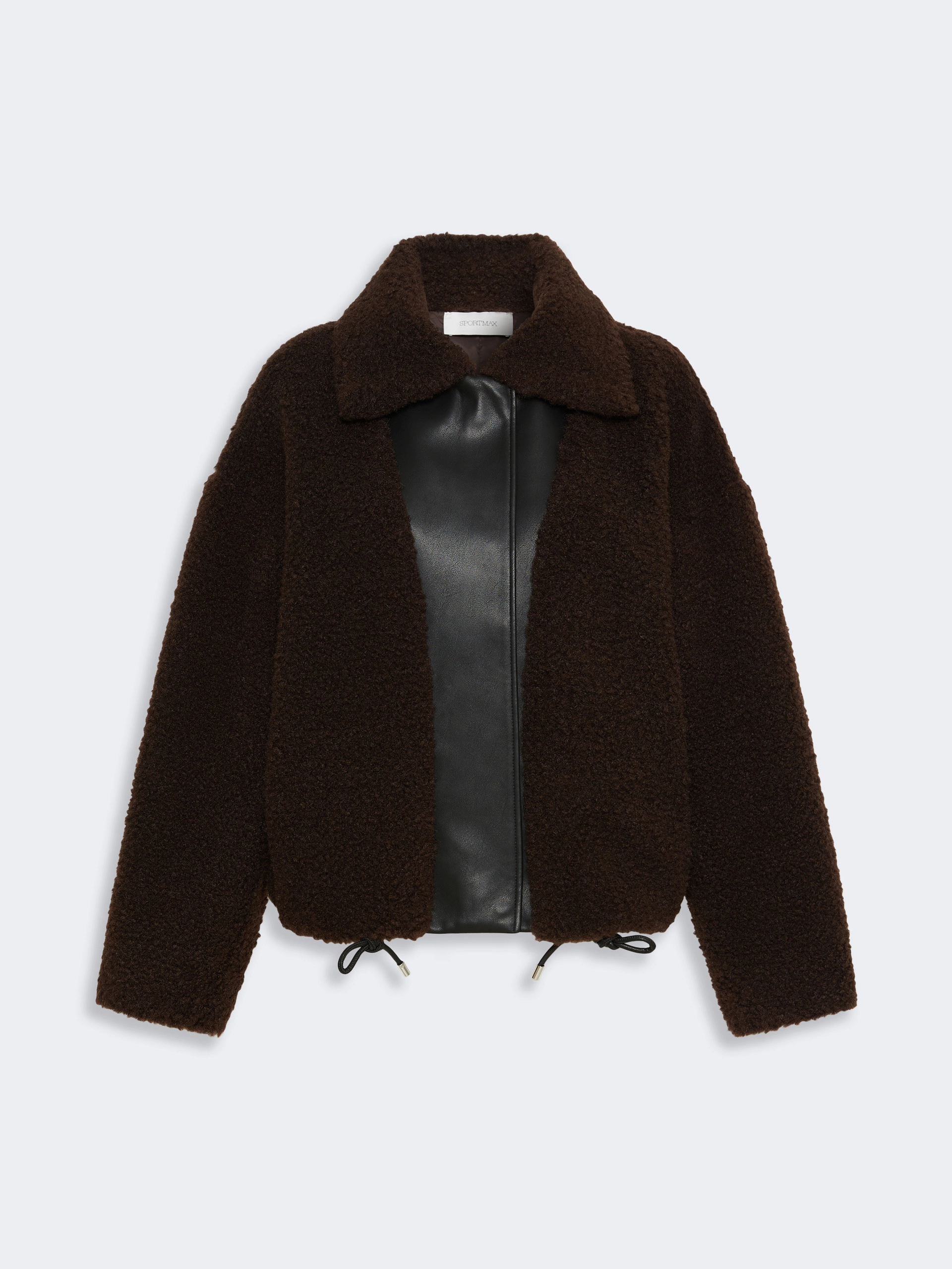 Short furry jersey jacket - CHOCOLATE - Sportmax - 6